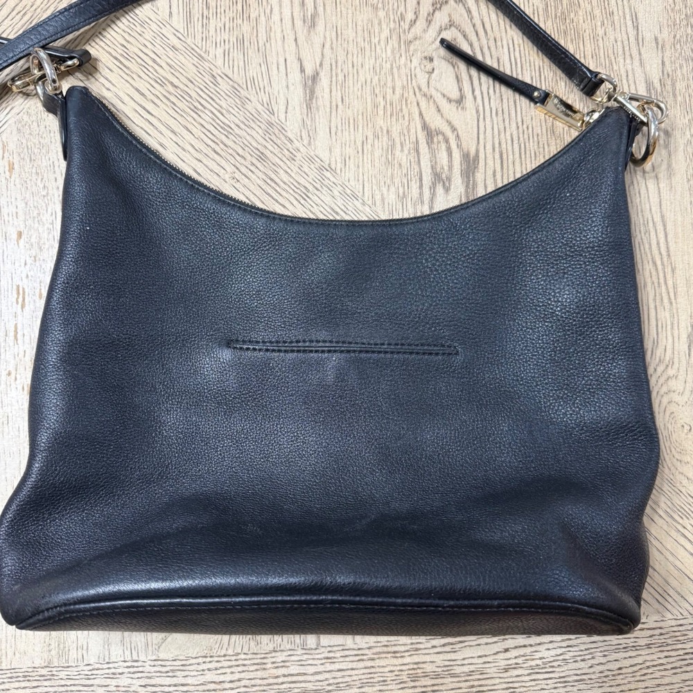Michael‎ Kors Black Leather Hobo Shoulder Bag Gold Tone Hardware - Picture 3 of 16